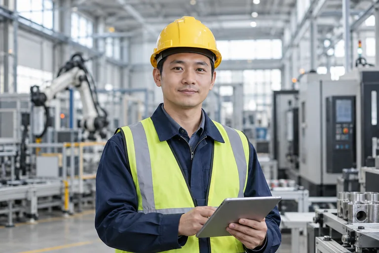 Manufacturing engineer on a factory floor