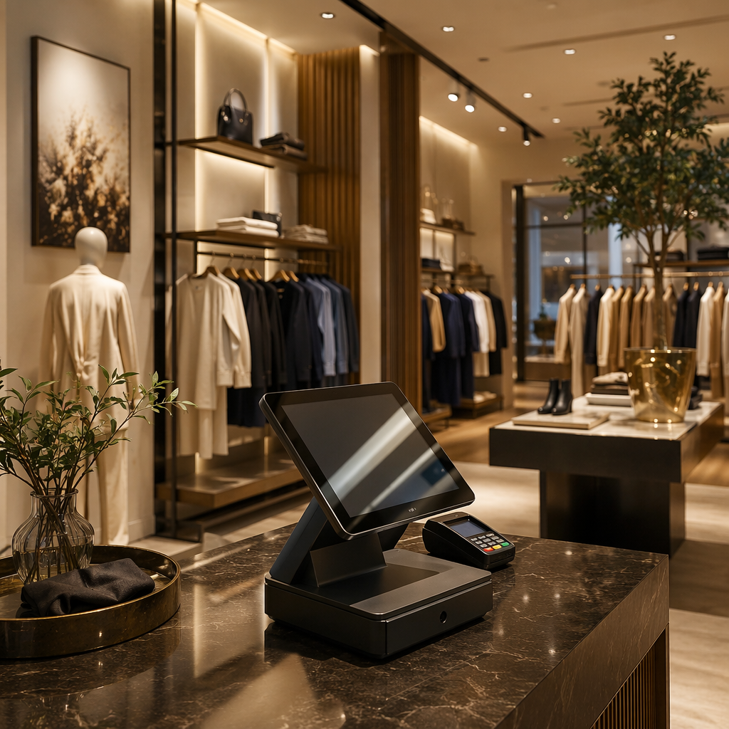 Fashion and apparel boutique checkout counter